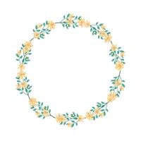 Vector hand drawn floral wreath frame on white background