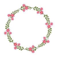 vector hand drawn floral wreath on white background