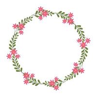 vector hand drawn floral wreath on white background