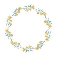 Vector hand drawn floral wreath frame on white background