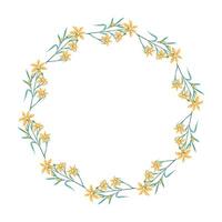 Vector hand drawn floral wreath frame on white background