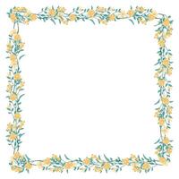 Vector hand drawn floral frame on white background