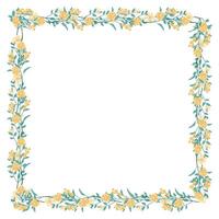 Vector hand drawn floral frame on white background