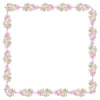 Vector hand drawn floral frame on white background