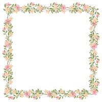 Vector hand drawn floral frame on white background