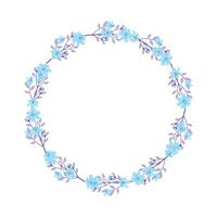 Vector hand drawn floral wreath frame on white background