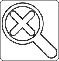 Icon magnifying glass with a cross design decoration. vector