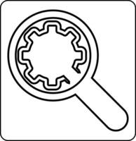 Magnifying glass icon with gear repair design decoration. vector