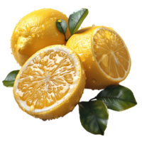 AI generated Clear Cut Freshness, Lemon Isolated on Transparent Canvas png