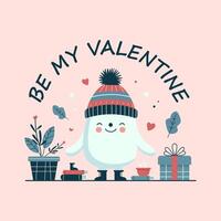 Vector Illustration Cute Character Love Heart Shape for Valentines Day