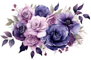 AI generated Watercolor Purple Floral Bouquet Clipart  Gothic Flowers PNG Illustration