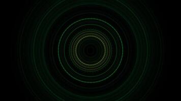 Circle interfaces with different glowing colors. Abstract microwave halo pattern background, neon lights science, technology. Abstract futuristic motion graphic rotating circle video