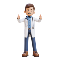 3D Doctor Character Giving Thumbs Up Pose. Suitable for Medical content png