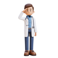 3D Doctor Character in Salute Pose. Suitable for Medical content png