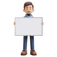 3D Doctor Character Holding Empty Placard. Suitable for Medical content png