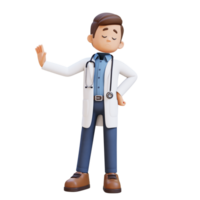 3D Doctor Character in Stop Refusal Pose. Suitable for Medical content png