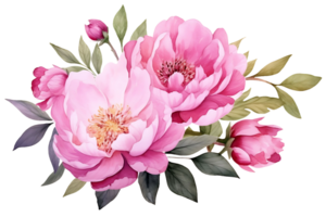 ai generiert Rosa Pfingstrose Aquarell Blumen Blumen- Anordnung zum Karte, Einladung, Dekoration png