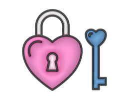 a 3d Padlock Heart  on a transparent background png