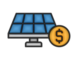 a 3d Solar Energy Cost on a transparent background png