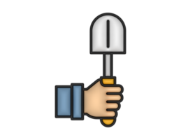 a 3d Shovel And Hand on a transparent background png