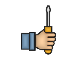 a 3d Screwdriver And Hand on a transparent background png