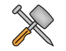 ein 3d Meißel und Hammer auf ein transparent Hintergrund png