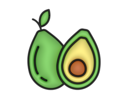 a 3d Avocado on a transparent background png