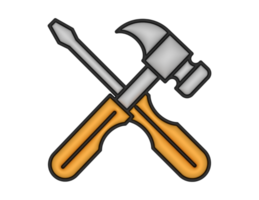 a 3d Hammer And Screwdriver on a transparent background png