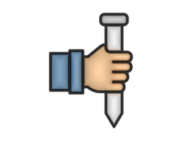 a 3d Chisel And Hand on a transparent background png