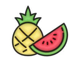 a 3d Pineapple And Watermelon on a transparent background png