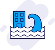 Tsunami Line Filled Backgroud Icon vector