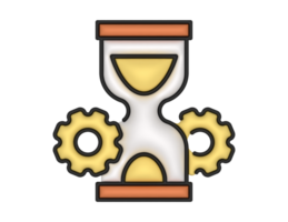 a 3d Sand Watch And Gear on a transparent background png