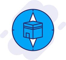 Qibla Compass Line Filled Backgroud Icon vector