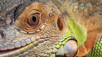 a detail look of colorful iguana photo