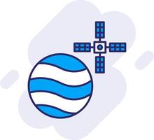 Mars With Satellite Line Filled Backgroud Icon vector