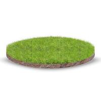 Realistic 3D Illustration of a Circular Landscape with Grass and Soil photo