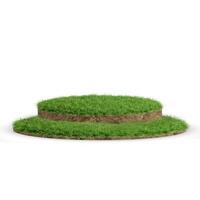 Realistic 3D Illustration of a Circular Landscape with Grass and Soil photo