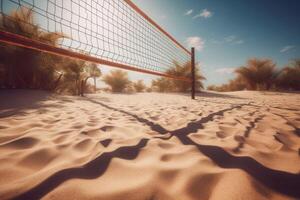 AI generated Volleyball net sand court. Generate ai photo