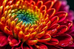 AI generated Macro closeup chrysanthemum flower. Generate ai photo