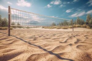 AI generated Volleyball net sandy match territory. Generate ai photo