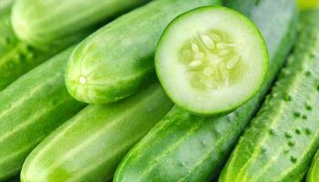 AI generated fresh organic cucumbers photo