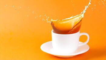 AI generated a cup of tea is being splashed with water photo