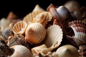 AI generated Seashells ocean closeup photo studio. Generate Ai