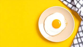 AI generated fried eggs isolated in yellow photo