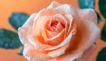 ai generado un Rosa con agua gotas en eso foto