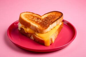 AI generated Grilled cheese sandwich shape heart. Generate Ai photo