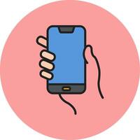 Hands holding mobile phone Vecto Icon vector