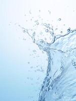 ai generado chapoteo agua azul fondo, hermosa burbujas salpicaduras y gotas de claro agua. foto