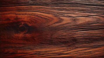 AI generated Mahogany texture, wooden board with knots and cracks, rustic natural vintage background. photo