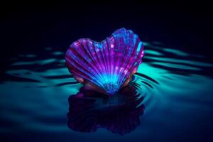 AI generated Heart shaped seashell on water. Generate ai photo